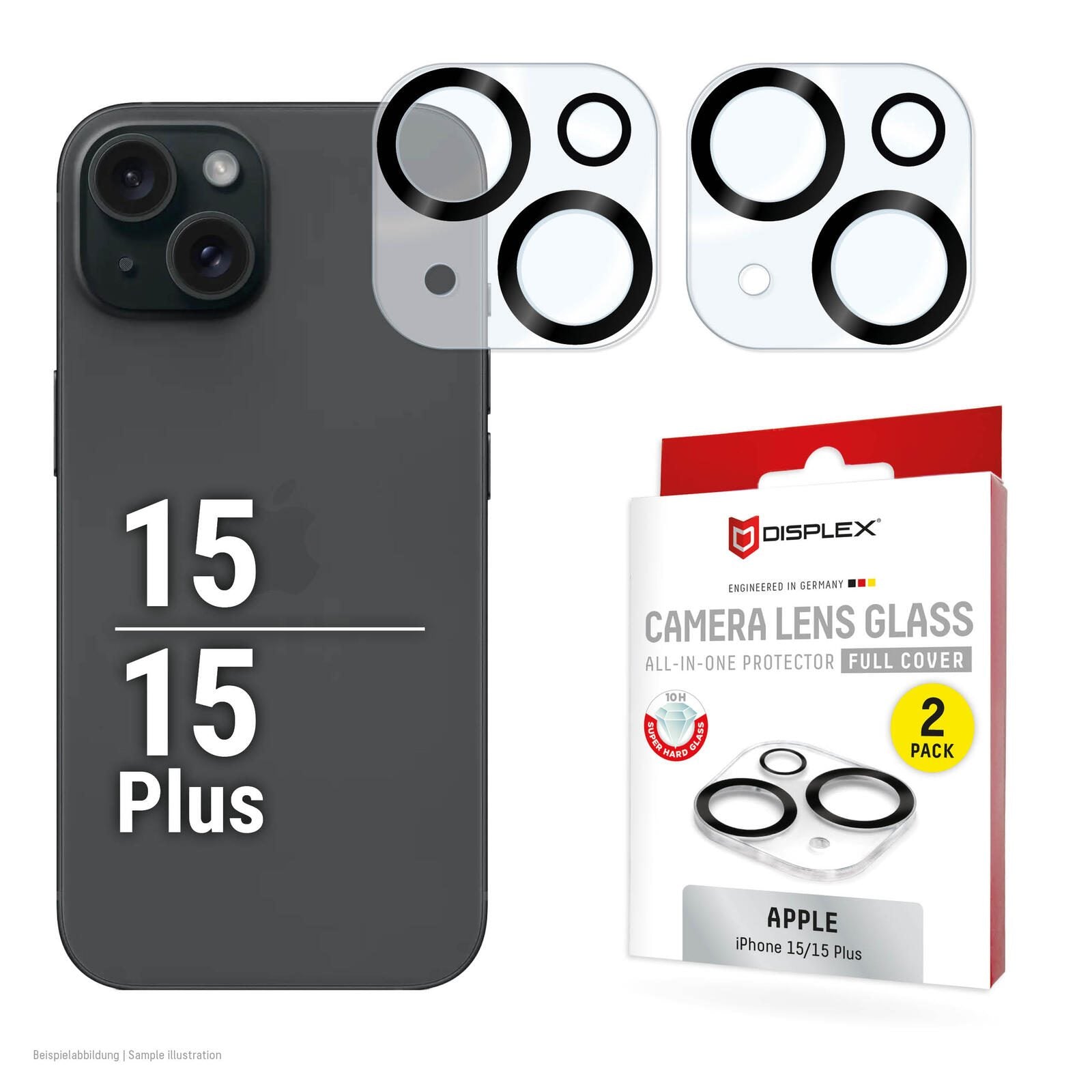 DISPLEX Full Cover Camera Lens Glass, iPhone 15/15 Plus (2 Stück) DISPLEX Full Cover Camera Lens Glass, iPhone 15/15 Plus (2 Stück)